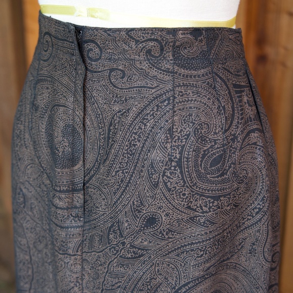 Ralph Lauren Linen Brown & Black Fall Paisley Print Maxi Skirt Woman's M - Picture 13 of 14